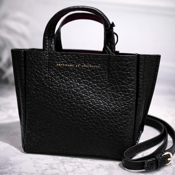 Ampersand As Apostrophe Leather Black Buffalo Micro Tote Crossbody